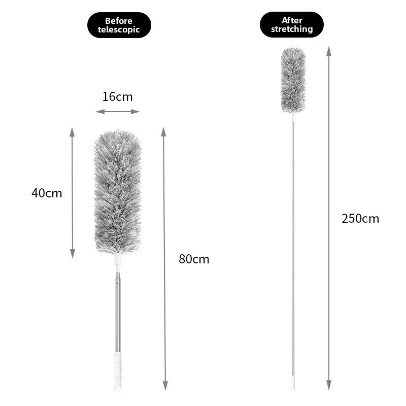 Extendable Microfiber Duster with Telescopic Pole – Retractable, Washable Ceiling & High Reach Dust Removal Brush