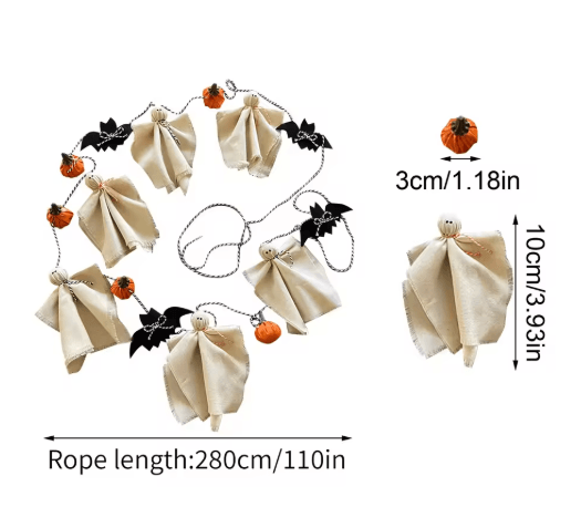 Halloween Ghost Garland Spooky Hanging Decor for Farmhouse Parties and Scary Displays