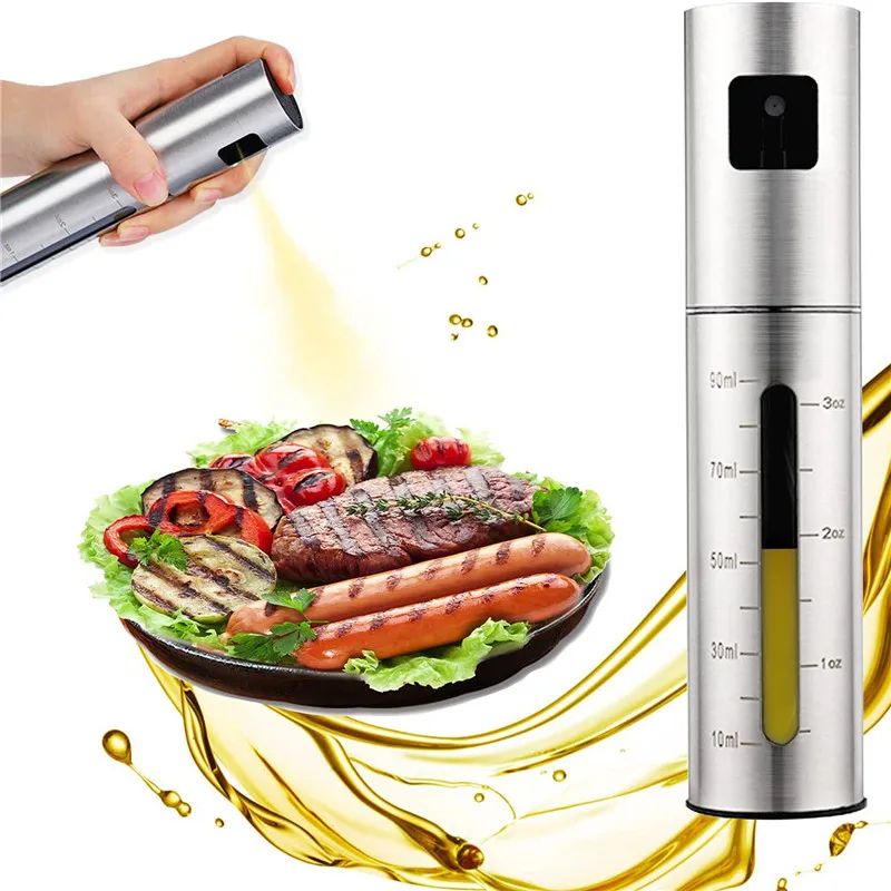 High-Precision Stainless Steel Olive Oil Spray Bottle for Cooking & BBQ