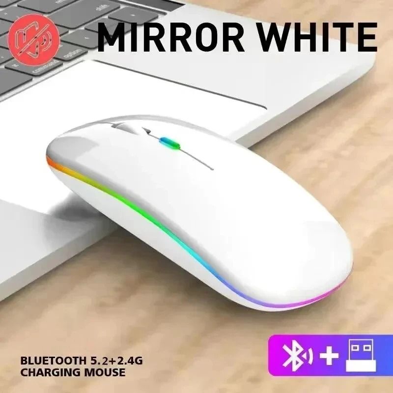 Rechargeable Silent Wireless Mouse with LED Backlit and Dual Mode