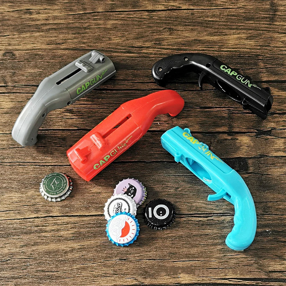 Cap Gun Beer Bottle Opener Portable Beverage Drinking Opener Cap Launcher for Parties and Kitchens
