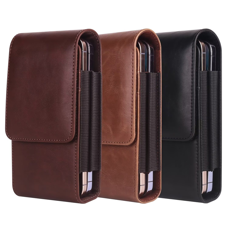 Vertical Dual Pouch Cell Phone Belt Pouch Durable Smartphone Waist Holder Case