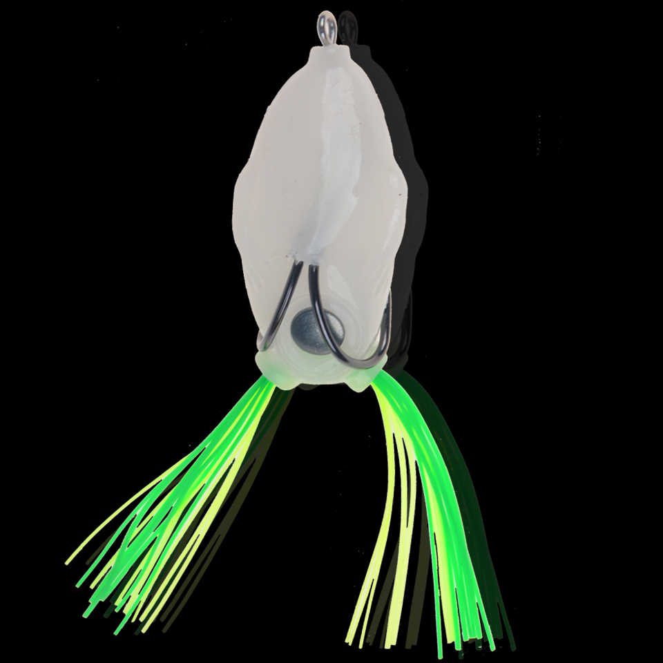 Fishing Lures, Treble Hooks, Night Light Soft Tube Bait, Topwater Ray Frog Lure