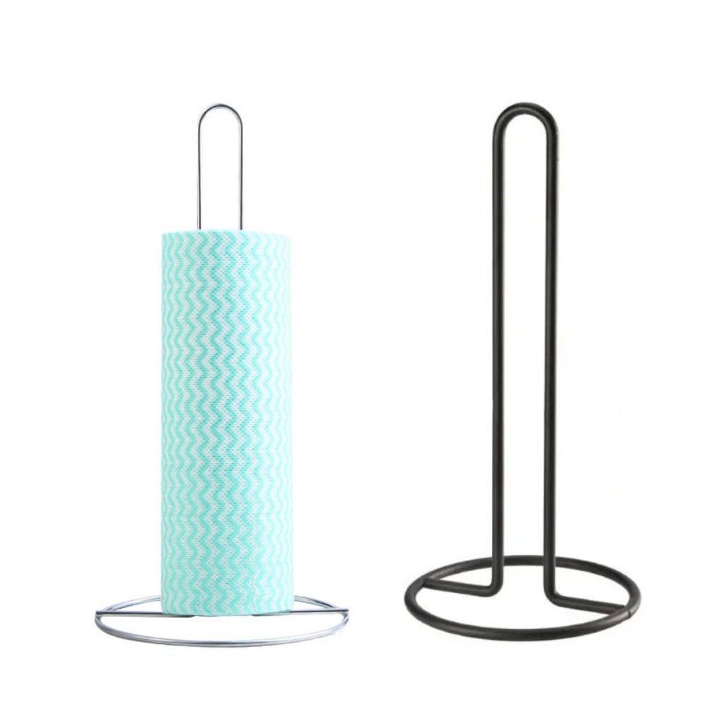 Stainless Steel One-Handed Paper Towel Holder Black/Silver Vertical Tissue Stand for Kitchen.