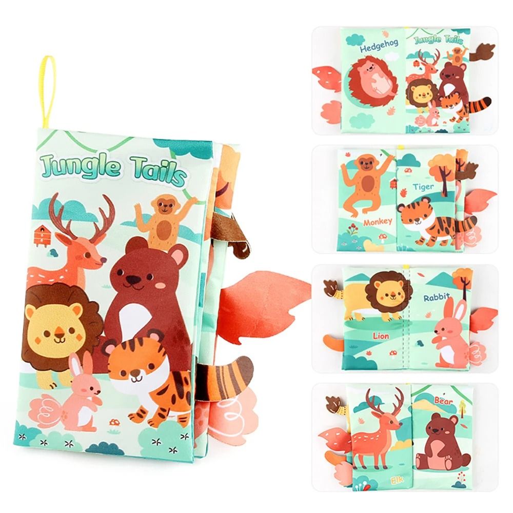 Educational Cartoon Animal Tail Baby Cloth Book