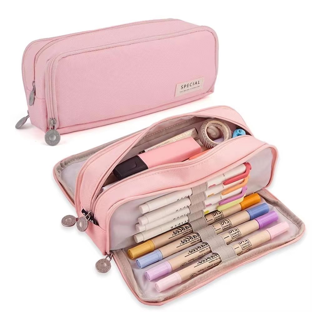Multi-Compartment Large Capacity Pencil Case with Transparent Partition