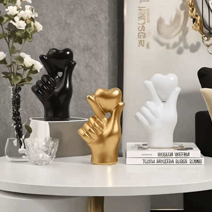 1 pcs Hand Gesture Figurine Modern Minimalist Resin Home Decor, Living Room Ornament and Valentines Day Ambience Gift