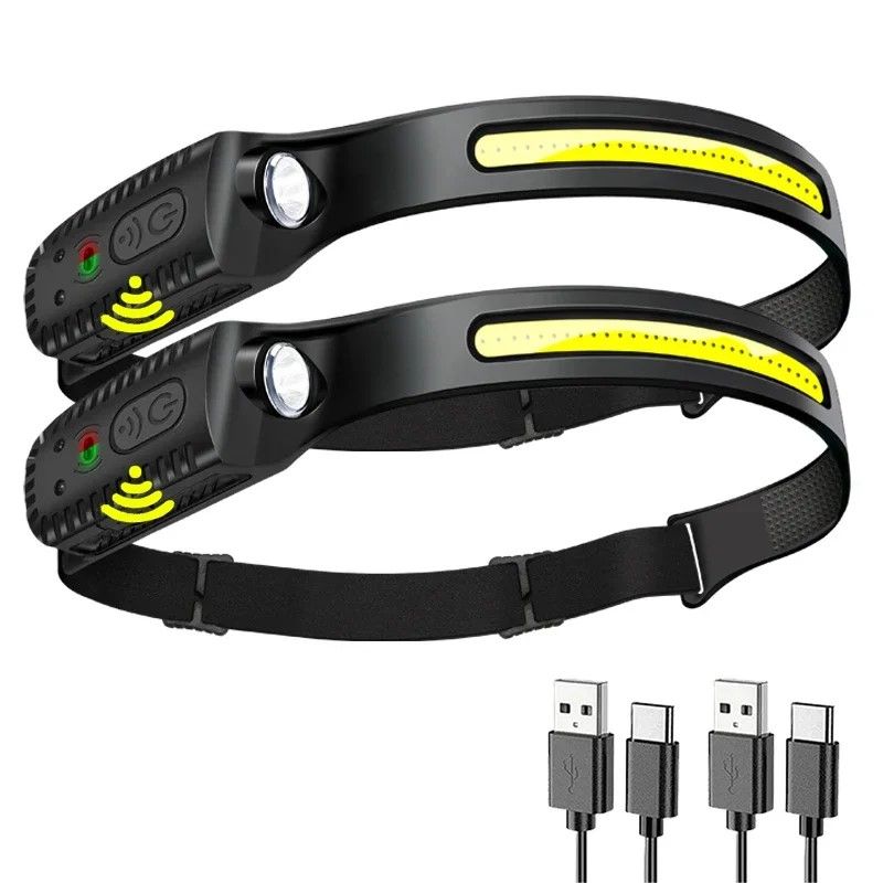 USB Rechargeable LED Sensor Headlamp for Hands-Free Outdoor and Work Visibility
