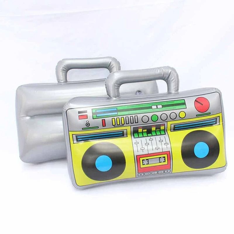Inflatable Boombox and Microphone Set 80s 90s Theme Disco Party Props