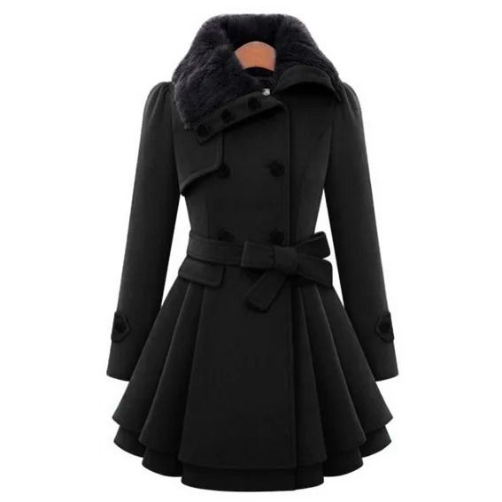 Womens Slim Sherpa-Wool System | Premium Double-Breasted Padded Coat & England Style Trench Infrastructure