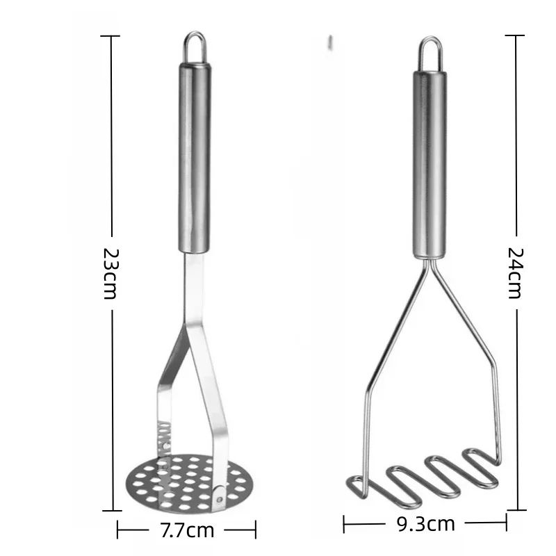 Stainless Steel Potato Masher & Baby Food Press – Heavy-Duty Manual Vegetable Masher