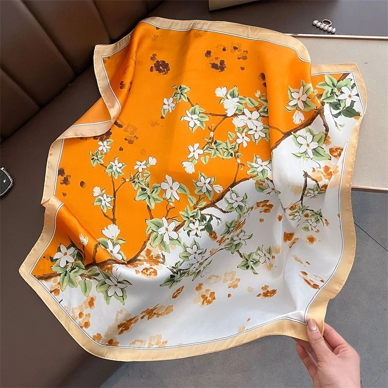 Elegant Lightweight Square Silk Scarf – Breathable Women's Neck & Hair Wrap