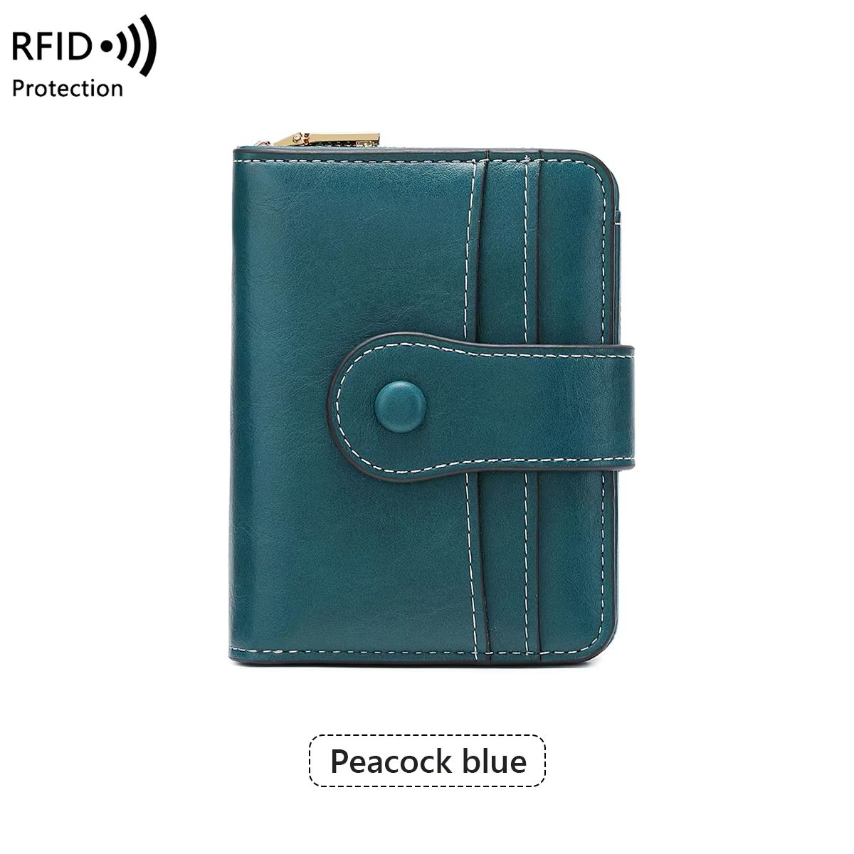 Retro RFID Blocking Women's Multi Card Wallet with Zipper Coin Pocket