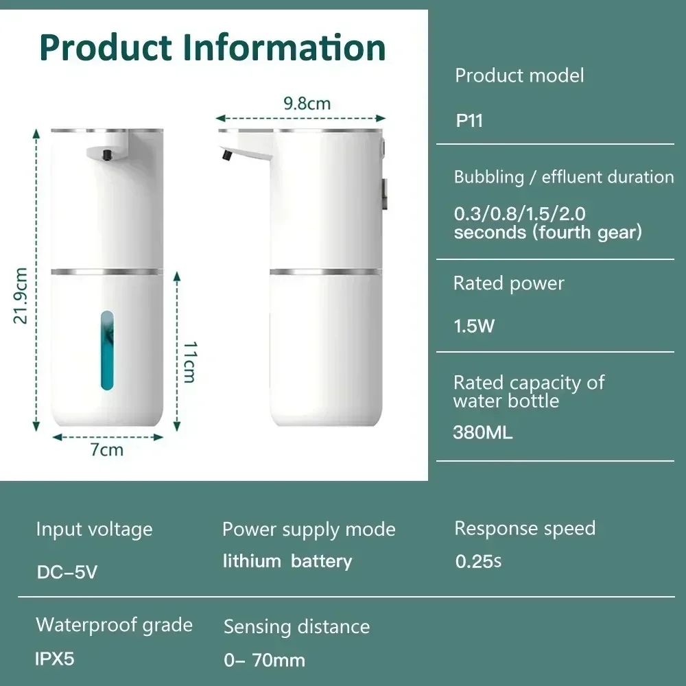 Xiaomi 12.8 fl oz Automatic Foam Soap Dispenser P11 With USB Charging