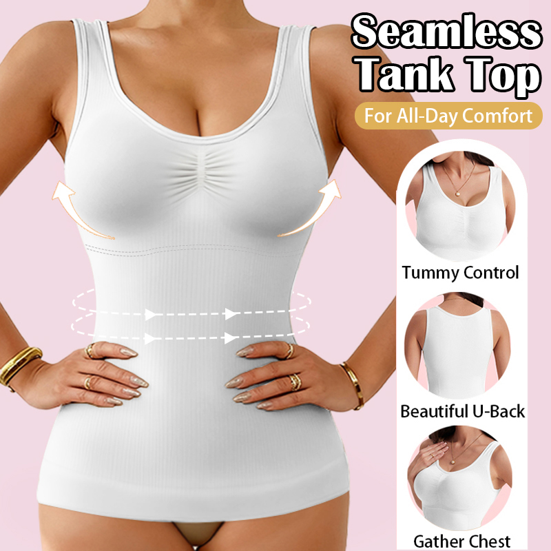 Tummy Control Shapewear Tank with Built in Bra Slimming Body Shaper Vest