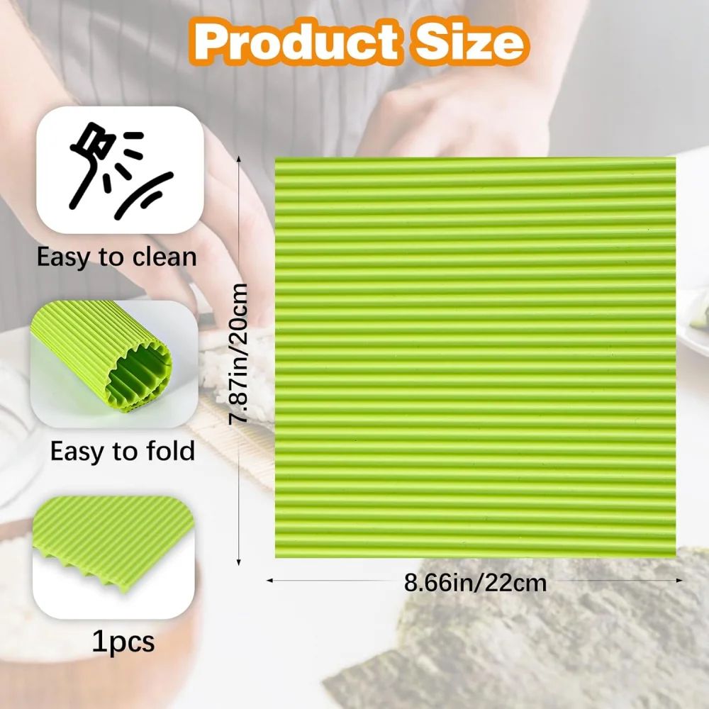 Silicone Sushi Making Kit with Rolling Mat - Easy Homemade Sushi for Beginners & Kids