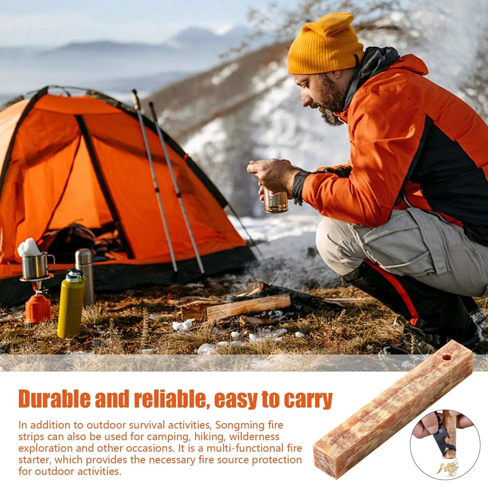 Natural Fire Starter Matches Pine Wood Camping Fire Starter Survival Tools Set