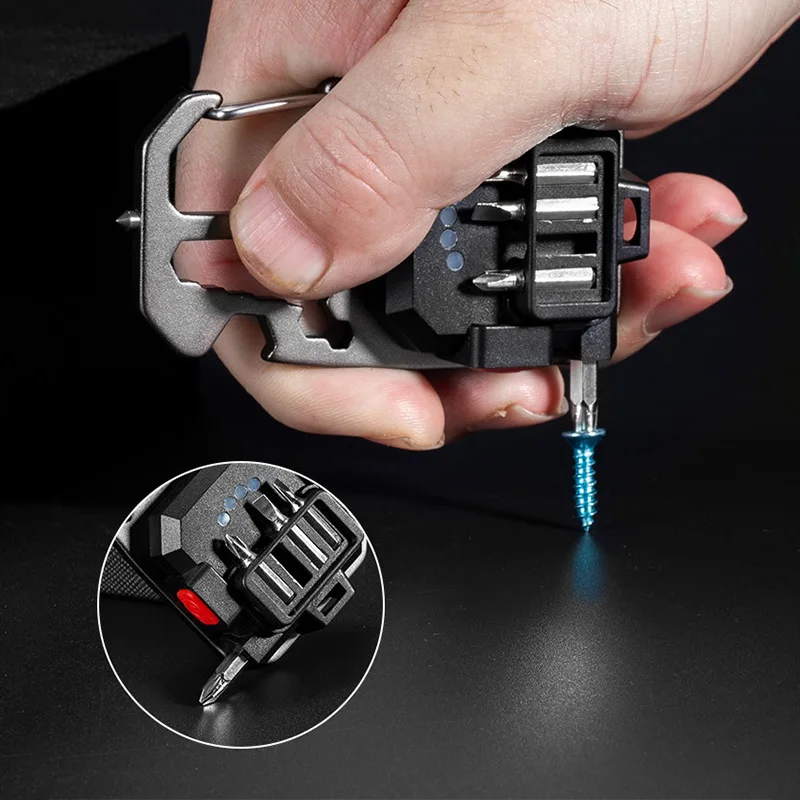 Portable LED Keychain Work Light Rechargeable High Lumens with Battery Display for Camping, Hiking, and Running