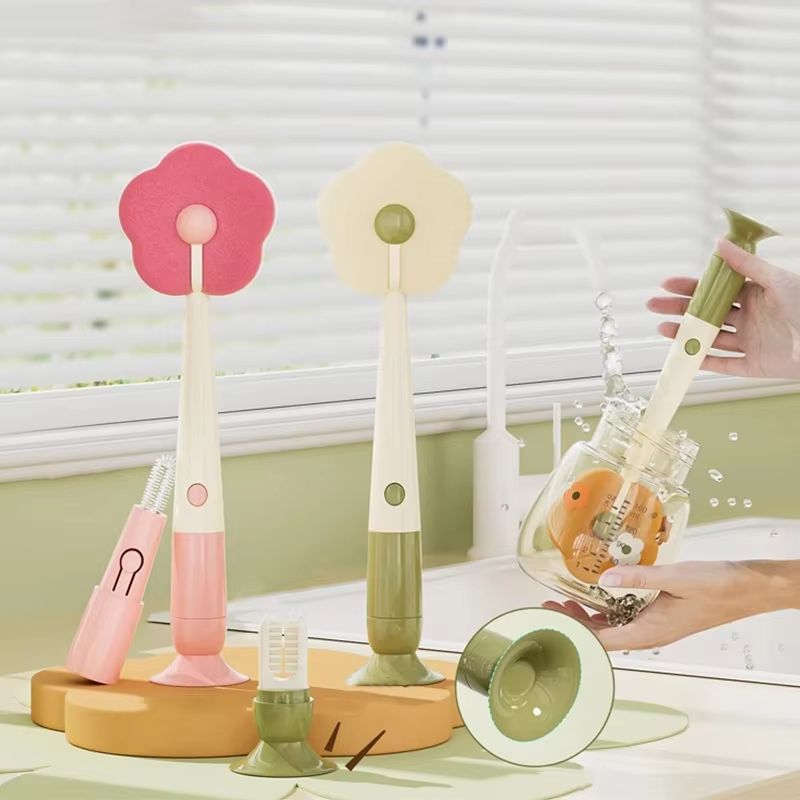 3-in-1 Baby Bottle and Travel Mug Cleaning Brush Long Handle Portable Scrubber