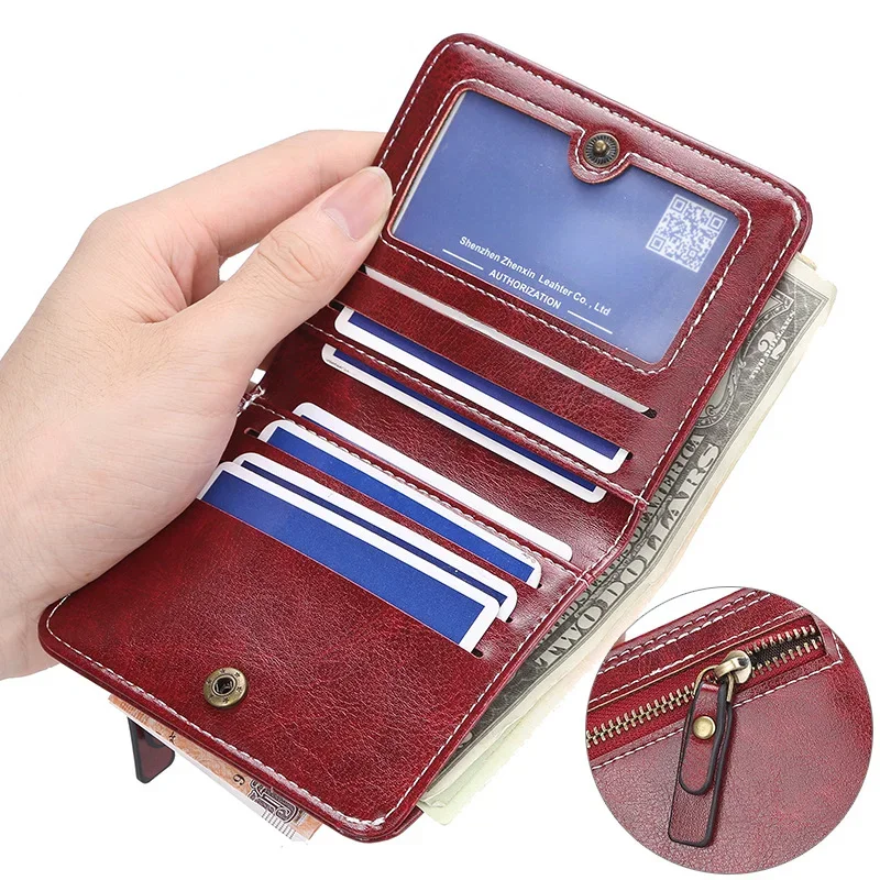 Mini PU Leather Women WalletFashionable Small Zipper Wallet Card Holder Purse