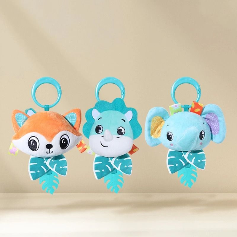 Baby Toy Cartoon Animal Stuffed Hanging Rattle Toys for Crib, Car Seat, and Stroller