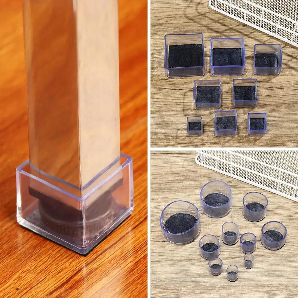 4 Pcs Transparent PVC Chair Leg Caps | Non-Slip Table Foot Covers | Floor Protector Pads for Round Furniture Legs