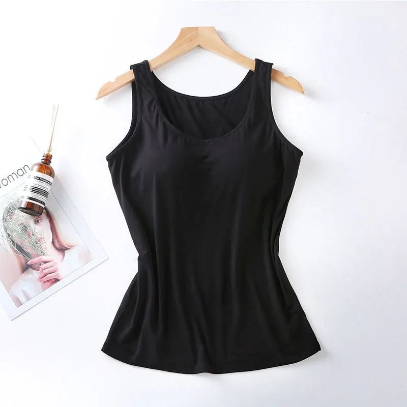 Women Slim Fit Tank Top with Built In Bra