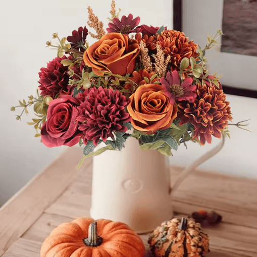 EverBloom Artificial Peony & Rose Hydrangea Bouquet Elegant Silk Flowers for Home & Wedding Decor