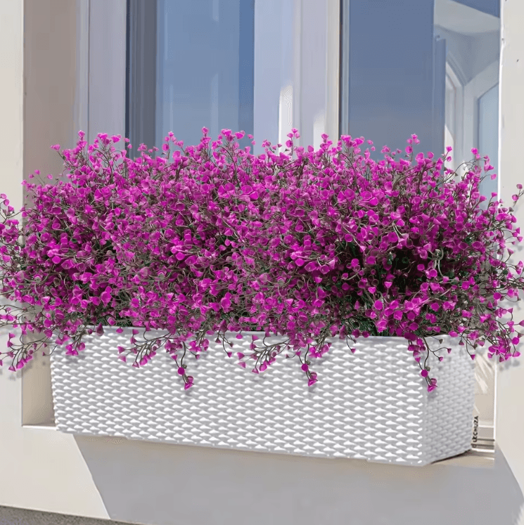 UV-Resistant Outdoor Artificial Flowers Set – 12 Bundles artificial outdoor flowers for Garden & Window Box Decor