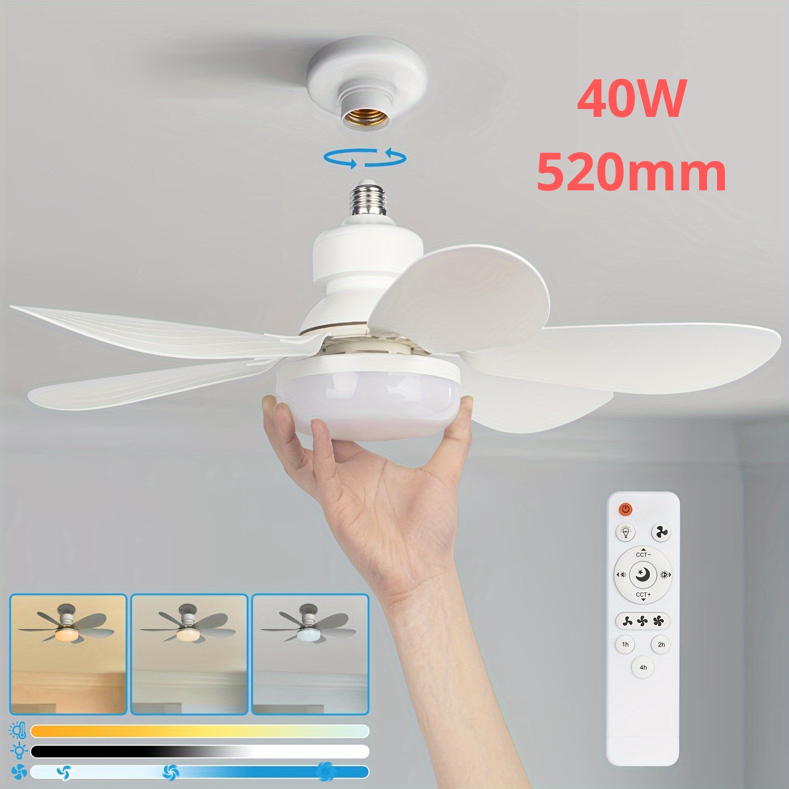 LED Ceiling Fan Light with Remote Control Screw Fan Light with Socket