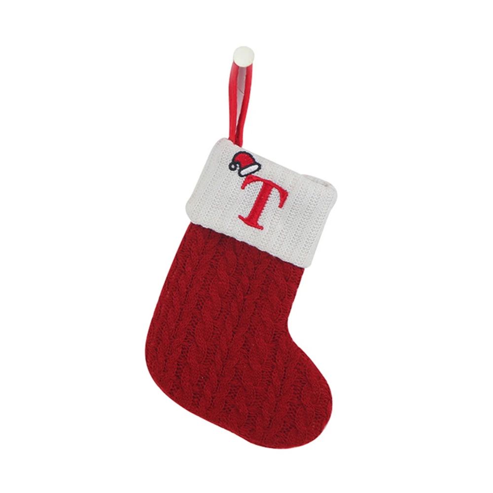 Cozy Knitted Mini Christmas Stocking with A–Z Letter, Snowflake Design & Hanging Loop
