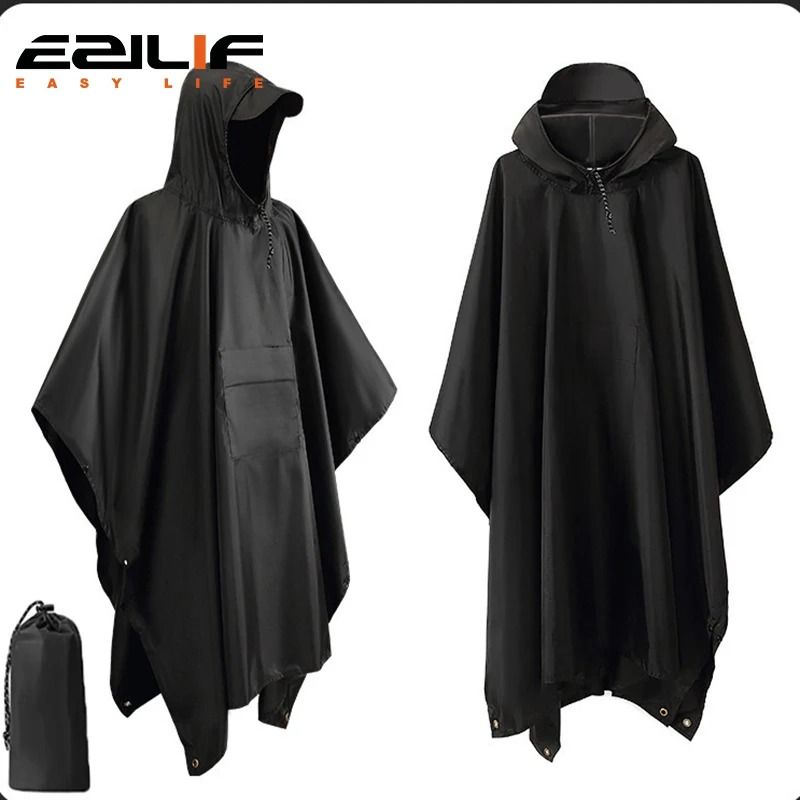 3 In 1 Waterproof Rain Poncho Outdoor Camping Hiking Raincoat Shelter