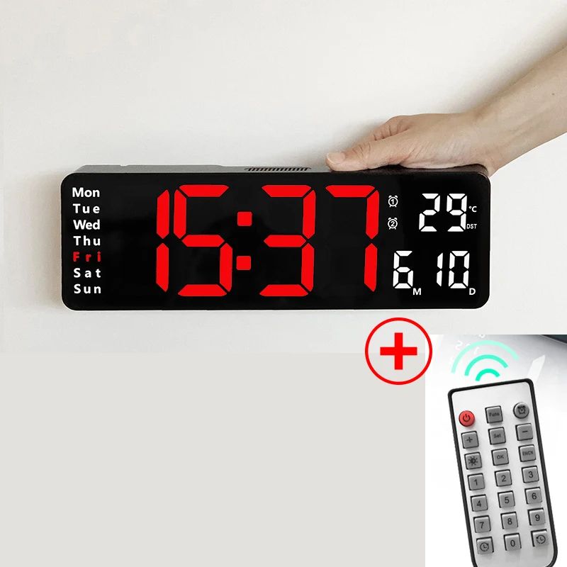 Smart LED Silent Wall Clock with Thermometer and Calendar