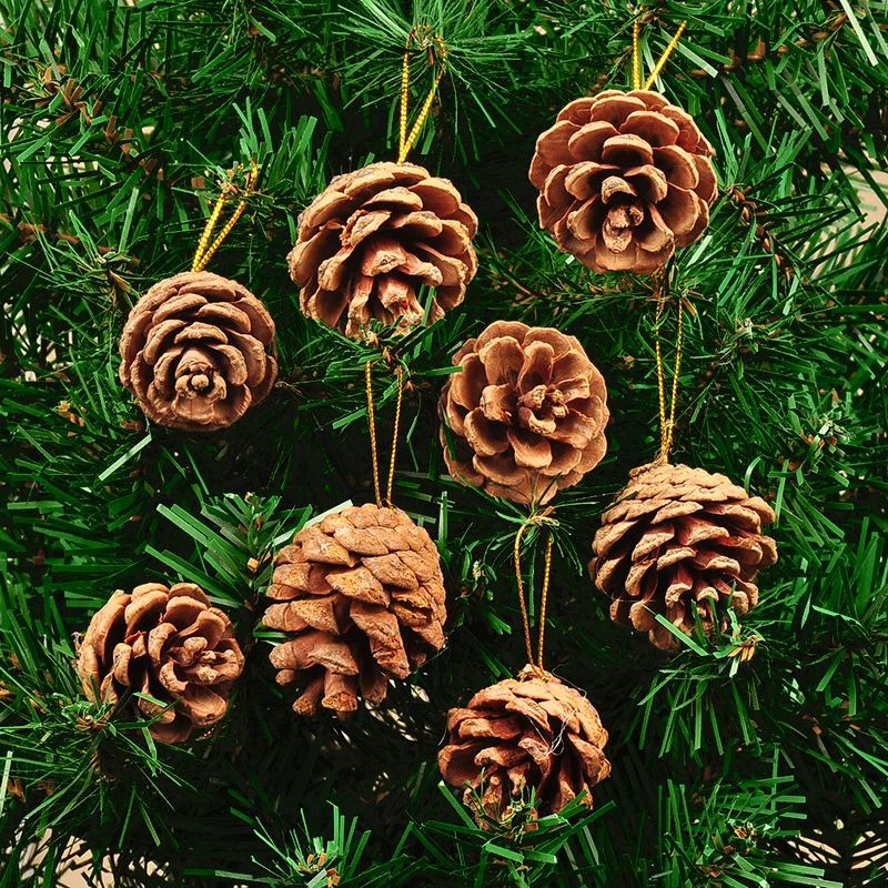 Mini Pinecone Christmas Tree Ornaments Set 6pcs