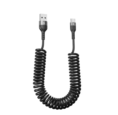 66W 5A USB C Fast Charging Spring Car Cable – Portable Type C Data Cable