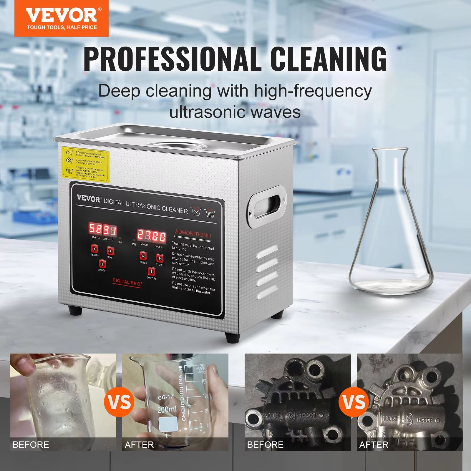 ProClean Stainless-Steel Ultrasonic Cleaner – Portable Home Cleaning Machine (2 L – 30 L Capacity)