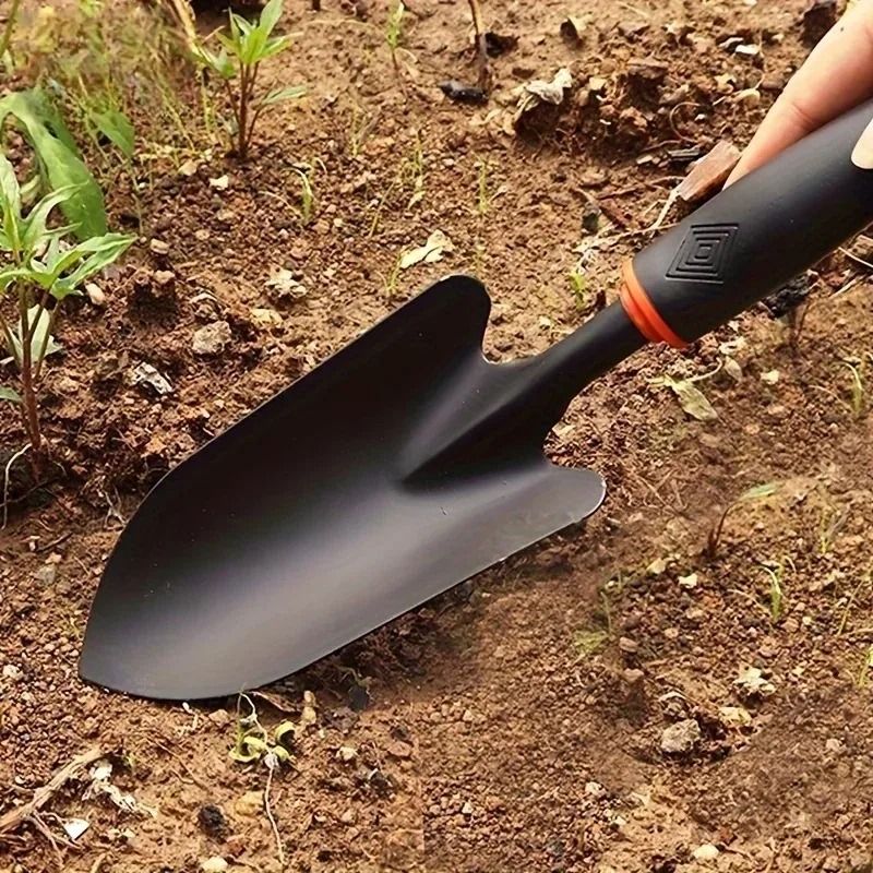 Heavy-Duty Metal Garden Trowel – Professional Planting Tool with Ergonomic Handle & Orange Trim