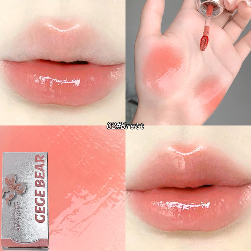 Cute Pink Lip Gloss Waterproof, Jelly Transparent Liquid Lipstick, Water Lip Tint Gift Set Makeup, Beauty Cosmetics