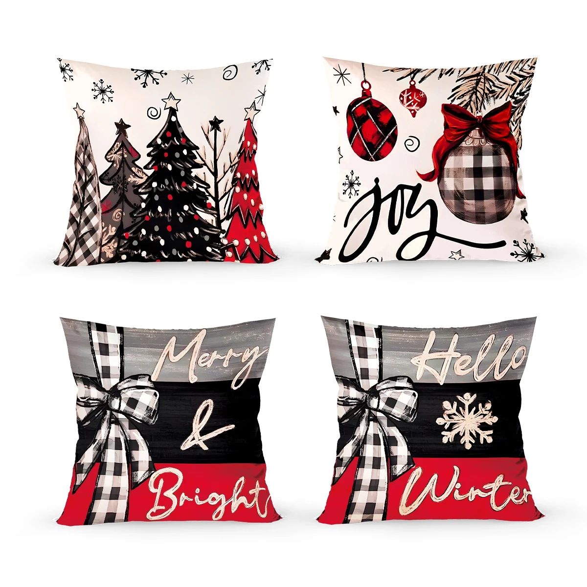 Merry Christmas Decorative Cushion Cover Set 4pcs