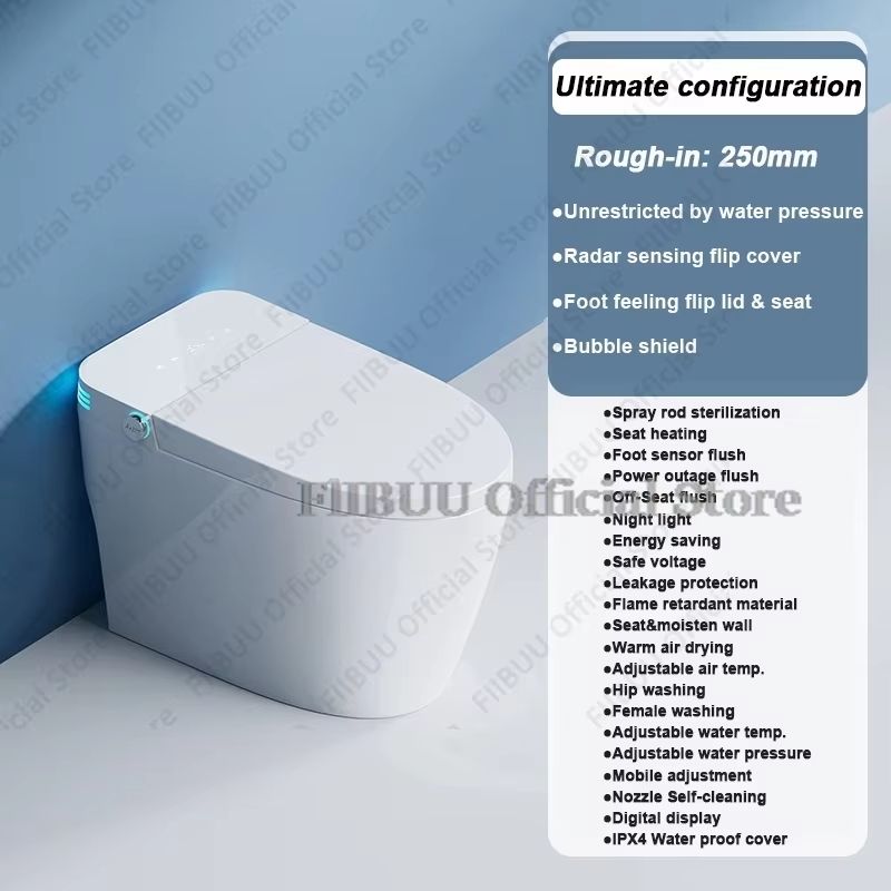 Smart Elongated Toilet with Built-In Bidet and Heated Seat