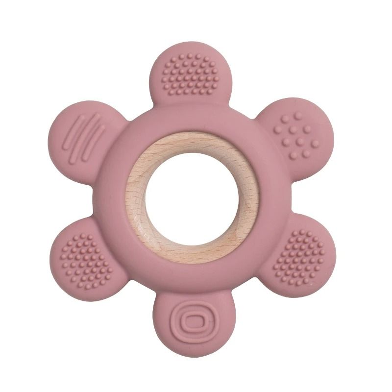 Fruit-Theme Silicone & Wooden Baby Teether – BPA-Free Infant Chewing Toy