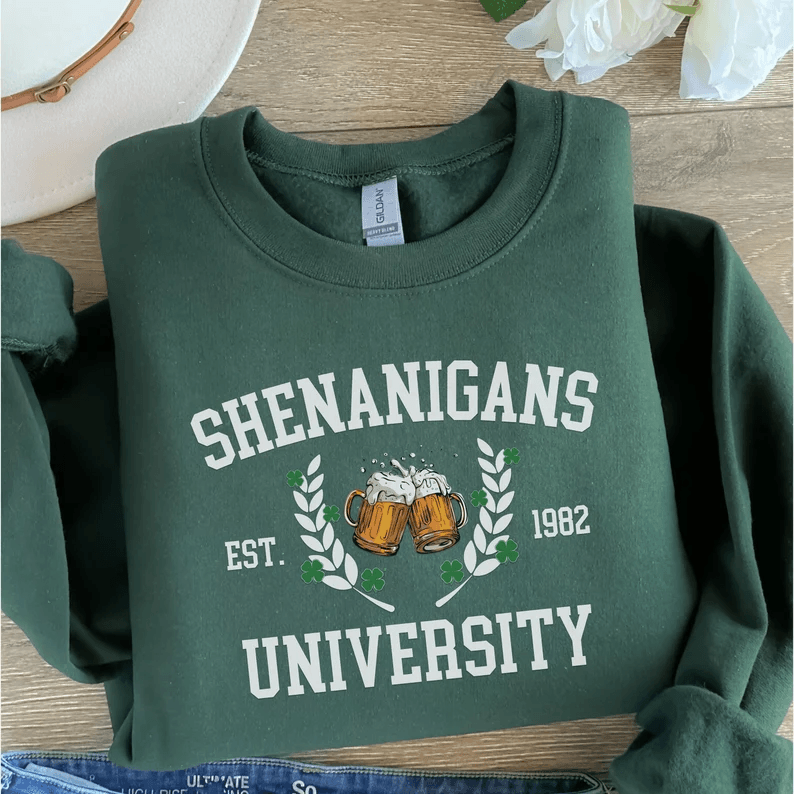 St Patricks Day Sweatshirt for Women Lucky Irish Shamrock Crewneck Pullover