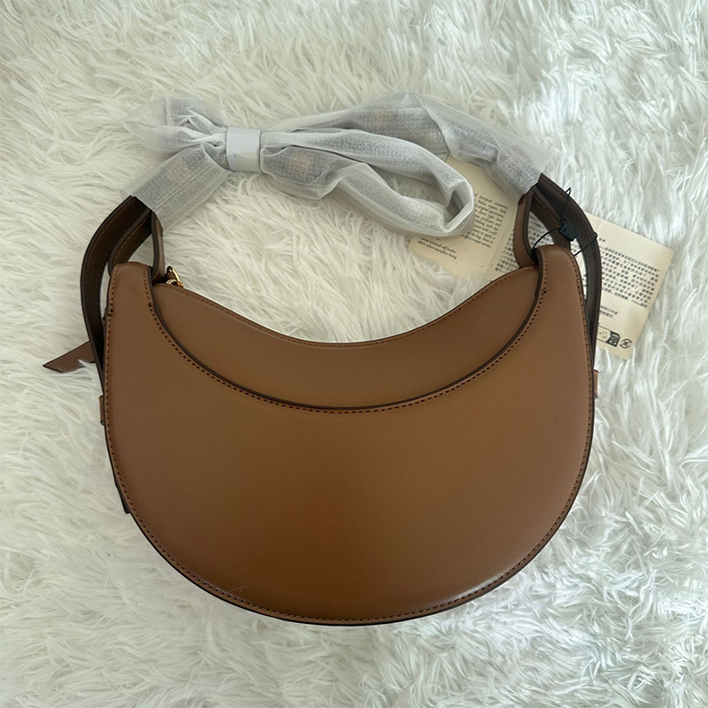 Crescent Shoulder Bag, Fashion Genuine Leather Women's Crossbody Bag with Zipper Closure