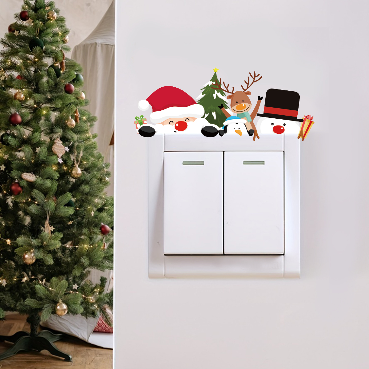 Graffiti Sticker Xmas New Year Gift, Christmas Wall Switch Decor Sticker, Christmas Decor for Home Santa Claus