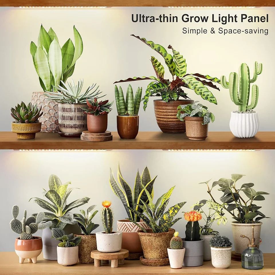 Ultra-Thin LED Grow Panel Light Full Spectrum, Dimmable with Timer – Under Cabinet Growing Lamp for Indoor Plants & Rack