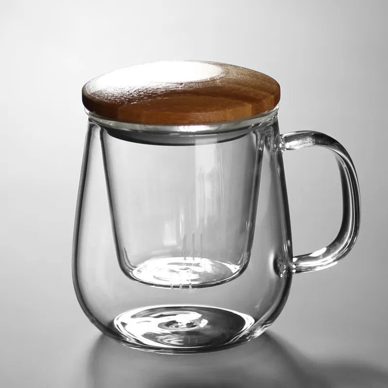 Creative Glass Tea Infuser Cup with Bamboo Lid