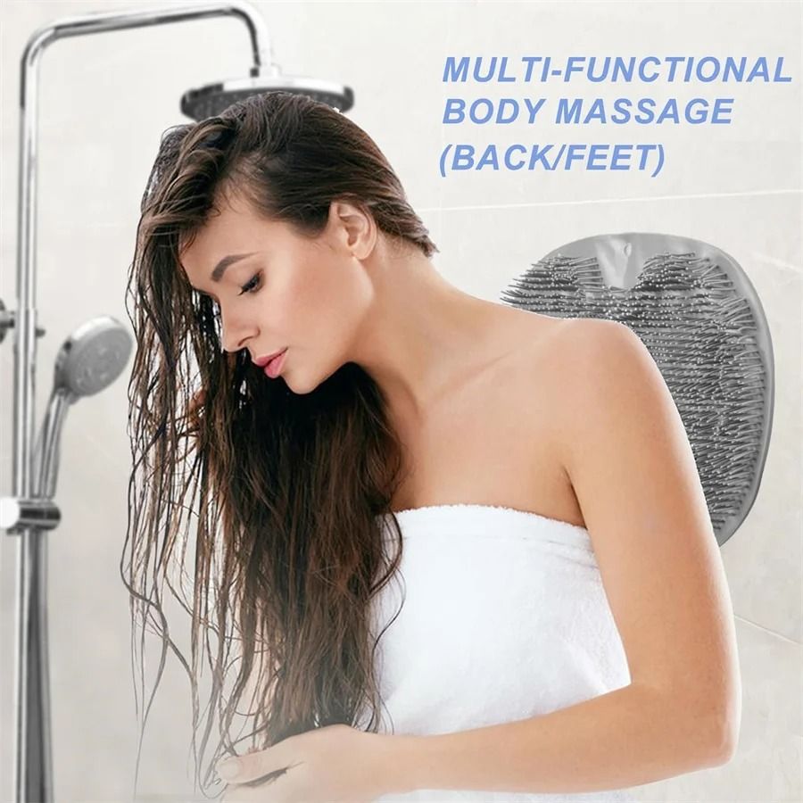 Shower Foot Scrubber Mat With Wall Mounted Suction Cups For Bath And Body Cleaning