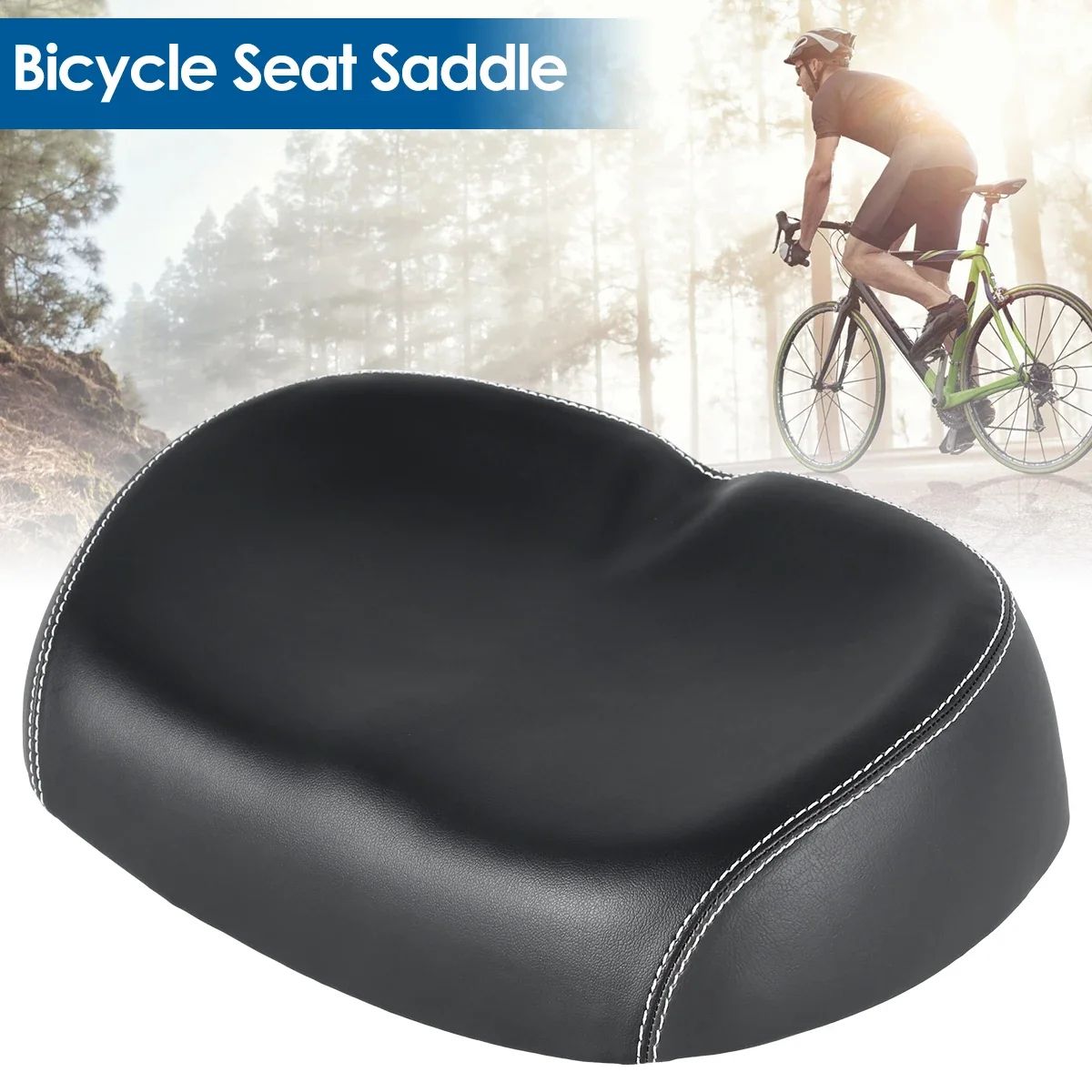 Comfort Wide Noseless Bike Seat Cushion for Pain Free Riding and Shock Absorption