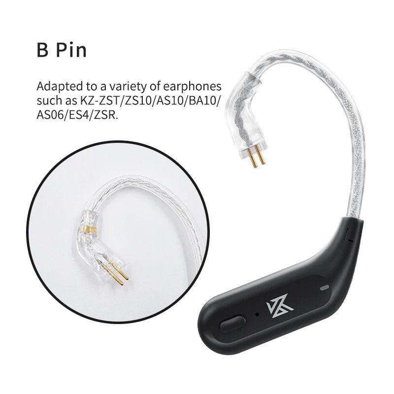 KZ AZ09 HD Wireless Ear Hook Headset Cable with Charging Case Bluetooth 5.4 HIFI Upgrade Adapter