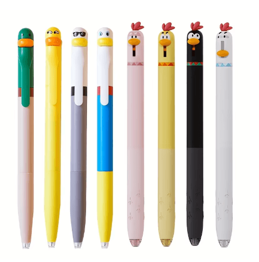Cute Chicken Gel Pen Set 4pcs Funny Rotating Black Ink Pens (0.5mm)